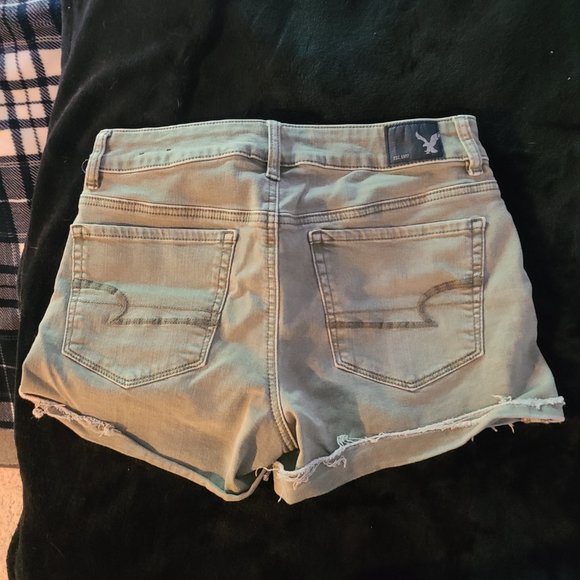 AE Denim Light Green Shorts - Picture 3 of 4